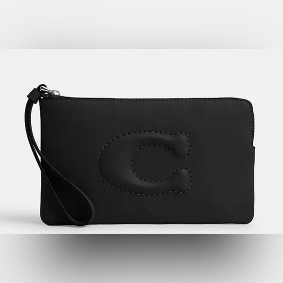 Coach Smooth Leather Black Wristlet NWT - Picture 1 of 4